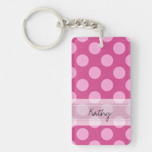 Porte-clés Monogramme Magenta Pink Chic Polka Motif