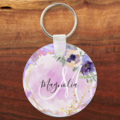 Porte-clés Monogramme Marbre Arc-en-ciel Violet, Rose & Or (Recto)