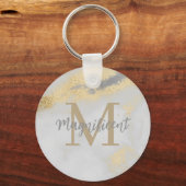Porte-clés Monogramme Marbre or et gris (Recto)