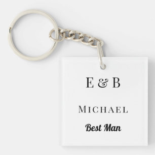 Porte-clés Monogramme Mariage Best Man Cadeau Black personnal