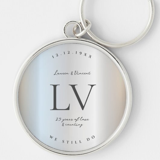 Porte-clés Monogramme Mariage de 25 ans moderne (Devant)