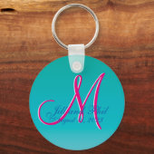 Porte-clés Monogramme Mariage Turquoise (Recto)
