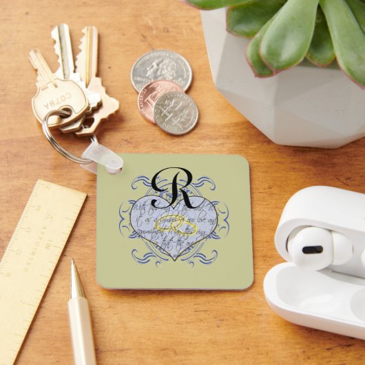 Porte-clés Monogramme Mariage Vow Heart (Bureau)