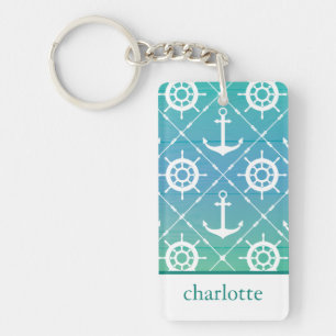Porte-clés Monogramme marin turquoise