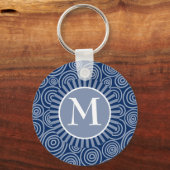 Porte-clés Monogramme Marine Blue White Spirales - Personnali (Recto)