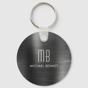 Porte-clés Monogramme Métal Noir Faux Brossé