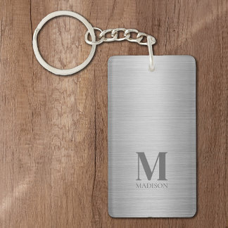 Porte-clés Monogramme métallique gris argenté