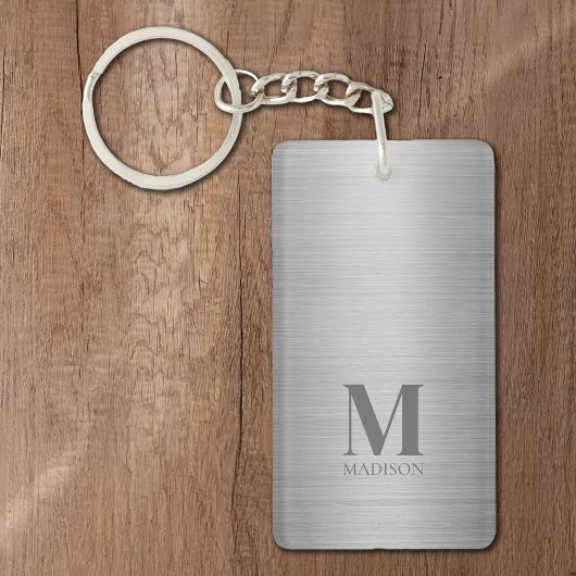 Porte-clés Monogramme métallique gris argenté