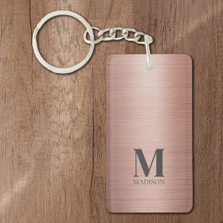 Porte-clés Monogramme métallique rose