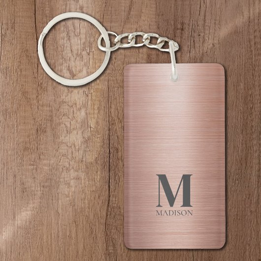 Porte-clés Monogramme métallique rose