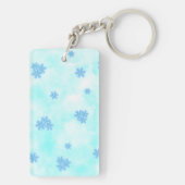 Porte-clés monogramme mignon rétro bleu floral script initial (Dos)
