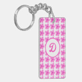 Porte-clés monogramme mignon rétro floral rose première coutu (Devant gauche)