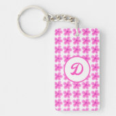 Porte-clés monogramme mignon rétro floral rose première coutu (Devant)