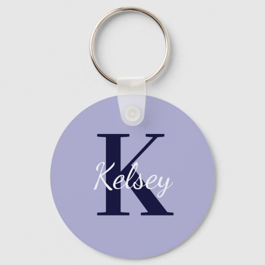 Porte-clés Monogramme mignon violet simple Premier nom (Recto)