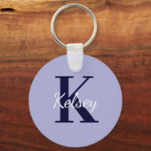 Porte-clés Monogramme mignon violet simple Premier nom (Verso)