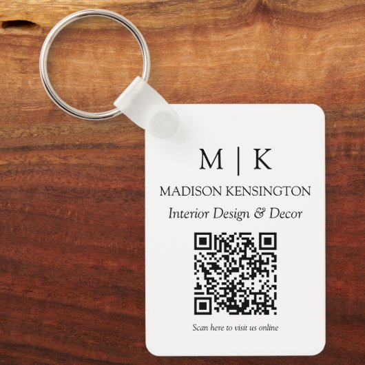 Porte-clés Monogramme minimal ou ajout de logo Code QR profes (Recto)