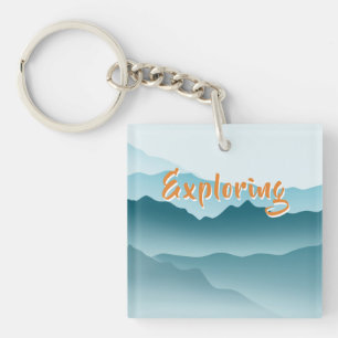 Porte-clés Monogramme minimaliste Blue Rolling Mountains
