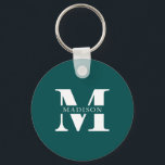 Porte-clés Monogramme minimaliste Élégant Turquoise<br><div class="desc">Ajoutez une touche de sophistication à vos essentiels de la vie quotidienne grâce à ce porte - clé magnifiquement personnalisé, conçu pour allier fonctionnalité et élégance intemporelle. Avec votre monogramme personnalisé dans une police serif élégante, ce porte - clé ajoute une touche raffinée et polie à vos clés, sacs ou...</div>