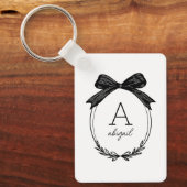 Porte-clés Monogramme Moderne à l'Initiale avec Nœud Chic Noi (Recto)