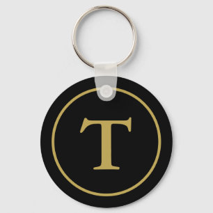 Porte-clés Monogramme moderne Black & Gold