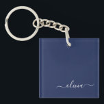 Porte-clés Monogramme moderne bleu marine et blanc<br><div class="desc">Découvrez notre collection de monogrammes modernes bleu et blanc de la Marine : Élevez votre décor de maison avec notre collection sophistiquée avec un schéma de couleurs bleu marine et blanc contemporain. Chaque pièce est minutieusement conçue pour exsuder l'élégance et le style, parfait pour ajouter une touche de modernité à...</div>