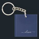 Porte-clés Monogramme moderne bleu marine et blanc<br><div class="desc">Découvrez notre collection de monogrammes modernes bleu et blanc de la Marine : Élevez votre décor de maison avec notre collection sophistiquée avec un schéma de couleurs bleu marine et blanc contemporain. Chaque pièce est minutieusement conçue pour exsuder l'élégance et le style, parfait pour ajouter une touche de modernité à...</div>