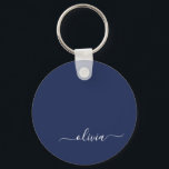Porte-clés Monogramme moderne bleu marine et blanc<br><div class="desc">Découvrez notre collection de monogrammes modernes bleu et blanc de la Marine : Élevez votre décor de maison avec notre collection sophistiquée avec un schéma de couleurs bleu marine et blanc contemporain. Chaque pièce est minutieusement conçue pour exsuder l'élégance et le style, parfait pour ajouter une touche de modernité à...</div>