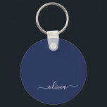 Porte-clés Monogramme moderne bleu marine et blanc<br><div class="desc">Découvrez notre collection de monogrammes modernes bleu et blanc de la Marine : Élevez votre décor de maison avec notre collection sophistiquée avec un schéma de couleurs bleu marine et blanc contemporain. Chaque pièce est minutieusement conçue pour exsuder l'élégance et le style, parfait pour ajouter une touche de modernité à...</div>