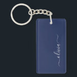 Porte-clés Monogramme moderne bleu marine et blanc<br><div class="desc">Découvrez notre collection de monogrammes modernes bleu et blanc de la Marine : Élevez votre décor de maison avec notre collection sophistiquée avec un schéma de couleurs bleu marine et blanc contemporain. Chaque pièce est minutieusement conçue pour exsuder l'élégance et le style, parfait pour ajouter une touche de modernité à...</div>
