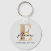 Porte-clés Monogramme moderne E & Nom initial Personnalisé (Recto)
