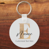 Porte-clés Monogramme moderne E & Nom initial Personnalisé (Recto)