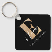 Porte-clés Monogramme moderne E & Nom initial Personnalisé (Recto)