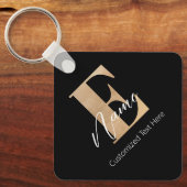 Porte-clés Monogramme moderne E & Nom initial Personnalisé (Recto)