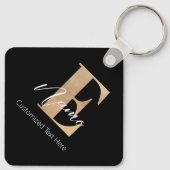 Porte-clés Monogramme moderne E & Nom initial Personnalisé (Dos)