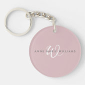 Porte-clés Monogramme moderne écriture blanche lilas poussiér (Devant)