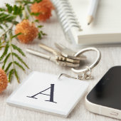 Porte-clés Monogramme moderne élégant bleu clair initial (Devant Droit)