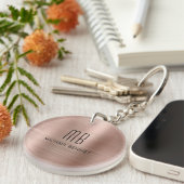 Porte-clés Monogramme Moderne en Or Rose (Devant droit)
