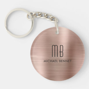 Porte-clés Monogramme Moderne en Or Rose