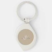 Porte-clés Monogramme moderne Gris beige Simple Nom élégant (Devant)