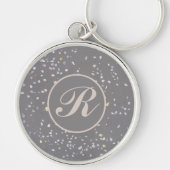 Porte-clés Monogramme Moderne Gris Terrazzo (Devant)