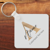 Porte-clés Monogramme moderne Initiale A & Nom Personnalisé (Recto)