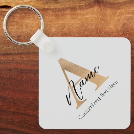 Porte-clés Monogramme moderne Initiale A & Nom Personnalisé (Recto)