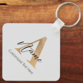 Porte-clés Monogramme moderne Initiale A & Nom Personnalisé (Verso)