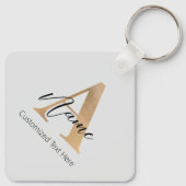 Porte-clés Monogramme moderne Initiale A & Nom Personnalisé (Dos)