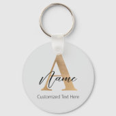 Porte-clés Monogramme moderne Initiale A & Nom Personnalisé (Verso)