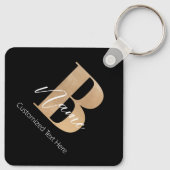 Porte-clés Monogramme moderne Initiale B & Nom Personnalisé (Dos)