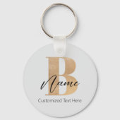 Porte-clés Monogramme moderne Initiale B & Nom Personnalisé (Recto)