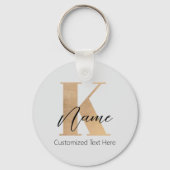Porte-clés Monogramme moderne Initiale K & Nom Personnalisé (Recto)