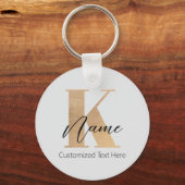 Porte-clés Monogramme moderne Initiale K & Nom Personnalisé (Recto)