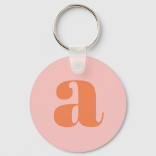 Porte-clés Monogramme moderne initiale lettre pastel rose ora